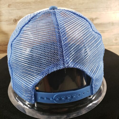 Vintage Trucker Hat Cap Snapback Blank Plain Blue White Foam Front Mesh Back Adj - Picture 4 of 9