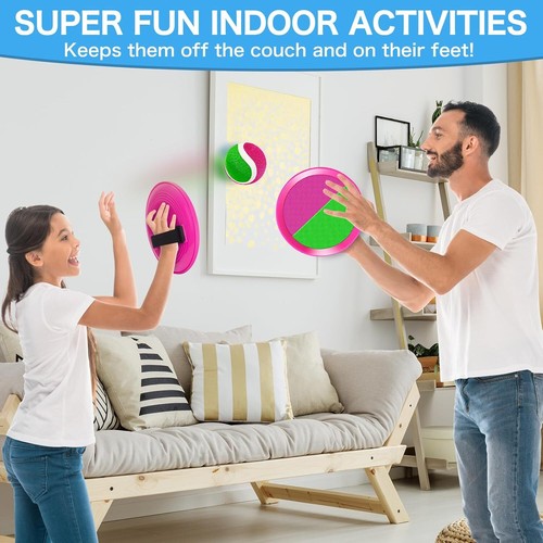 Outdoor Toys for Kids Ages 4-8, Catch Ball Toys (6Pcs Pink Paddles) - Picture 5 of 6