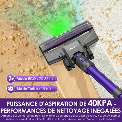 Suirviz U8 Aspirateur Balai sans Fil, Puissant 40Kpa avec 35 Min d'Autonomie - Picture 2 of 8