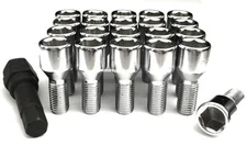 (20) 12x1.25 M12X1.25 28MM SHANK TUNER CHROME CONICAL SEAT WHEEL LUG BOLTS LOCK