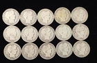 BARBER HALF DOLLARS US (90%) SILVER LOT OF 15 COINS