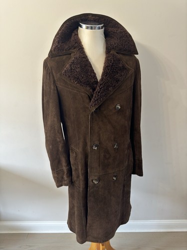 Austin Reed Men Suede Overcoat Dark Brown Size 52 (B12) - Picture 7 of 16