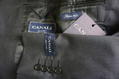 Canali Solid Gray S100s Wool 2 Pc Suit Jacket Pants 48R 58EU BRAND NEW