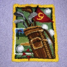 Latch Hook Handmade Golf Design Art Gift 20" x 27" Wall Hanging/pillow/rug