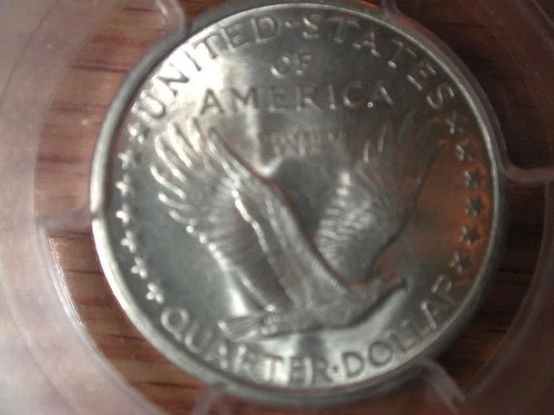 STANDING LIBERTY QUARTER PCGS MS 65+, FULL HEAD , TYPE 1.