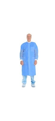 Halyard Basic Plus Lab Coat, Medium, Blue, 25/Box