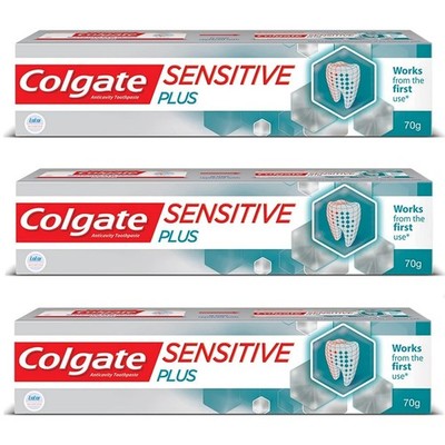 3x Colgate Sensitive Plus Instant Relief from Toothpaste 70g Pro Argin formula