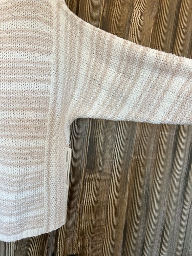 Naturally Chico's Women's Sweater Boxy Oversized Beach Beige Stripe Sz XL 3 NWT - Picture 3 of 11