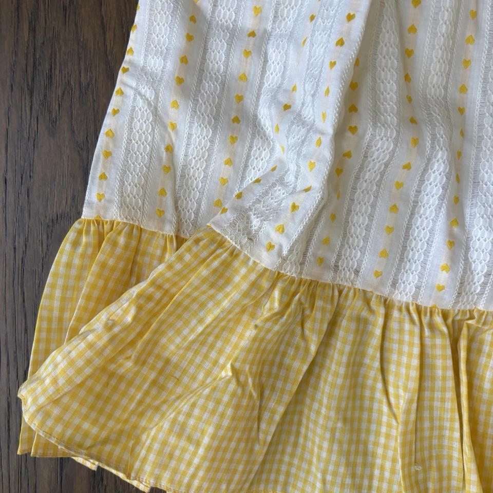 Vintage 50/60s Girls Sleeveless  Maxi Dress, Yellow And White Gingham Size 8 - Image 3 of 4
