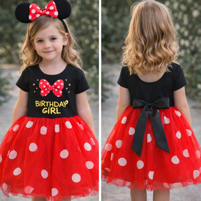 Minnie Mouse Birthday Girl Dress + Ears Set  Toddler Size 5 | Excellent  Cnd. | eBay