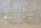 Set Of 2 Vtg Federal Glass Lid Square Refrigerator Dish Glass Vegies Lid 4"x4"