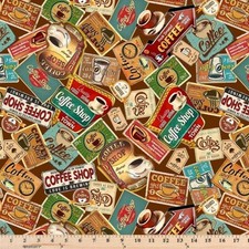 Espresso Yourself Coffee All the Time Brown 12061 Cotton Fabric By half yard