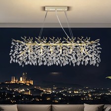 Crystal Chandelier Modern Gold Adjustable Pendant Light Interior Light