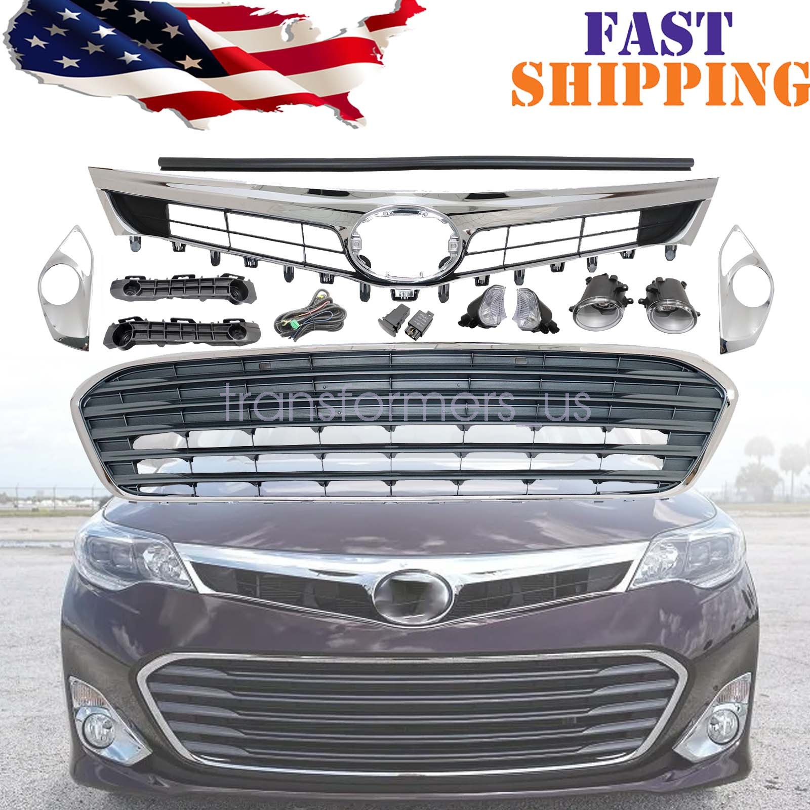10PCS Front Grille Fog Signal Lights Bracket Set For 2013-2015 Toyota Avalon New