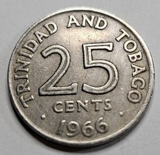 1966 Trinidad and Tobago 25 Cents - World Coin - South America - Copper Nickel