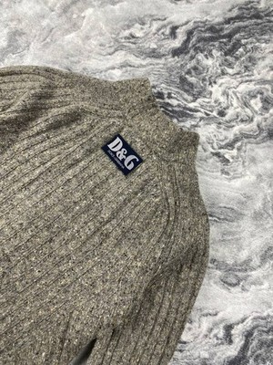 Vintage Dolce Gabbana Knit Ribbed Wool Sweater Full Zip Y2K Men
