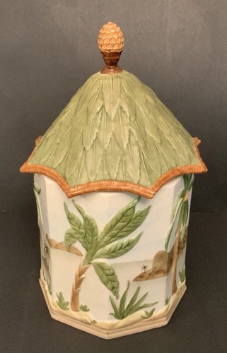 Lenox British Colonial Collection Large Canister Palm Trees Pineapples Islands - Picture 2 of 8