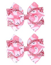 Pink Ghost Halloween Hair Bows, 3.5 in 1 Count Pack of 2 ,