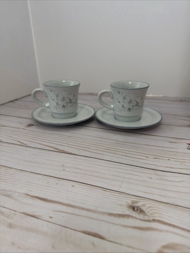 Noritake Stoneware Woodstock Pattern Floral Teacup & Saucer Lot Of 2 #8354
