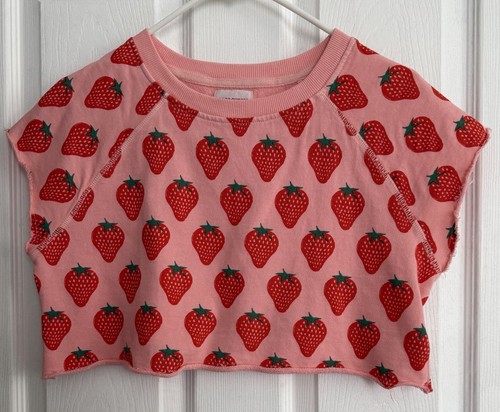 NEW 10/11 Bobo Choses Organic Cotton Girls Cropped Strawberry Sweatshirt Pink - Picture 7 of 9