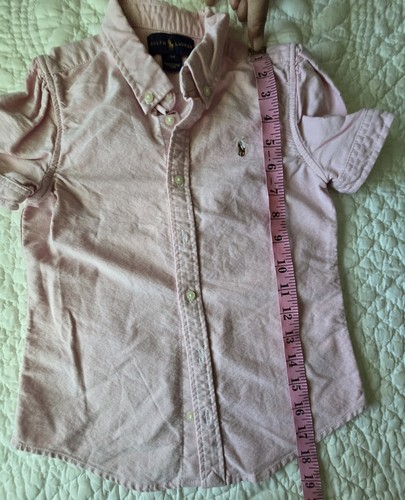 Polo Ralph Lauren Girls Oxford Button-up Short Sleeve Shirt Pink Size 6X pink - Picture 8 of 16