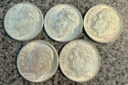 LOT OF 5 - 1964 ROOSEVELT DIMES 90% SILVER