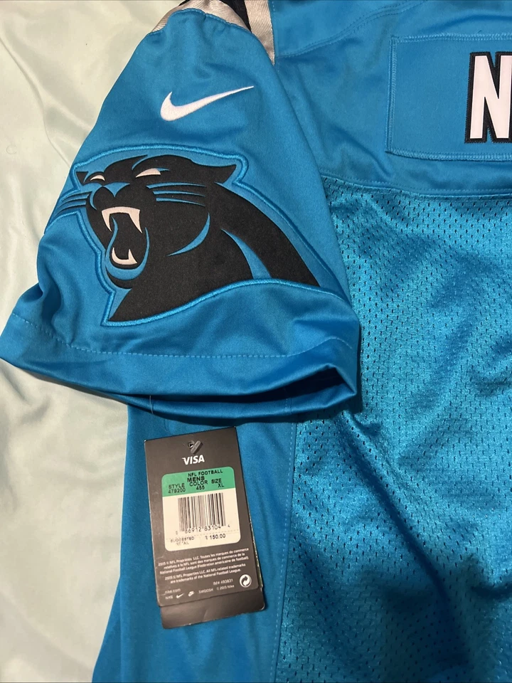 New Cam Newton Size XL Mens Teal Blue Carolina Panthers Limited Nike Jersey NWT - Image 3 of 4
