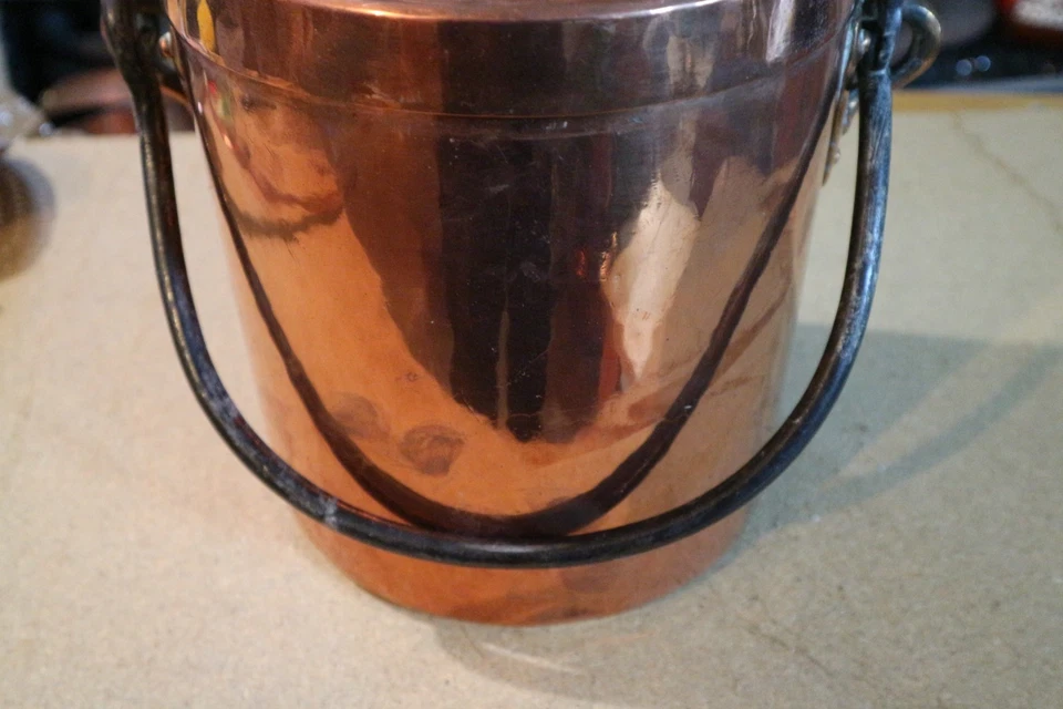 ancienne chaudron marmite avec couvercle en cuivre 3.6kgs - Photo 3/4