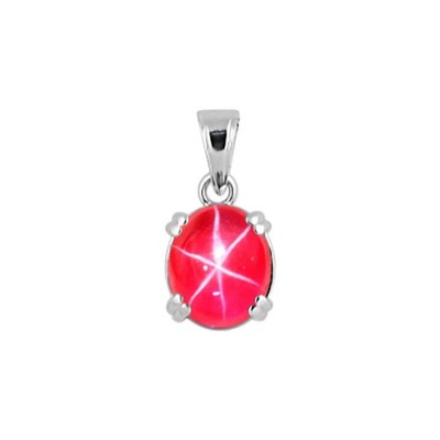 Certified 10 Ct Natural 6 Rays Red Star Ruby Pendant 925 Sterling Silver Jewelry