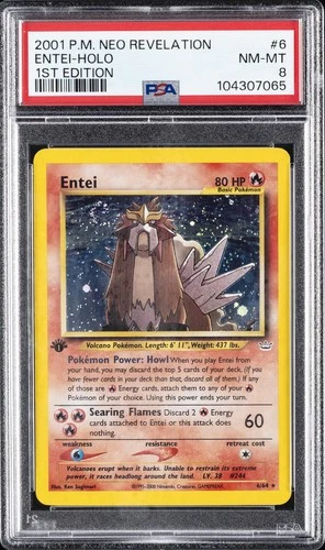 2001 POKEMON NEO REVELATION 1ST EDITION #6 ENTEI-HOLO PSA 8