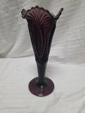 Moser  Purple Amethyst trumpet Diamond Victorian Vase 10"