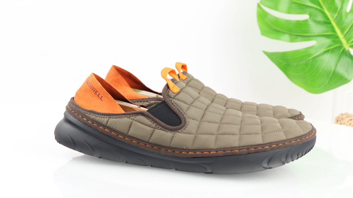 Merrell Mens Hut Moc Shoes Size 12 Olive Quilted Slip On Casual