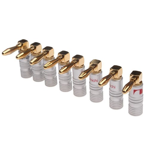 4pcs 4mm Banana Plugs Right Angle Gold-Plated 24K Video Wire Cable Connector - Picture 8 of 11