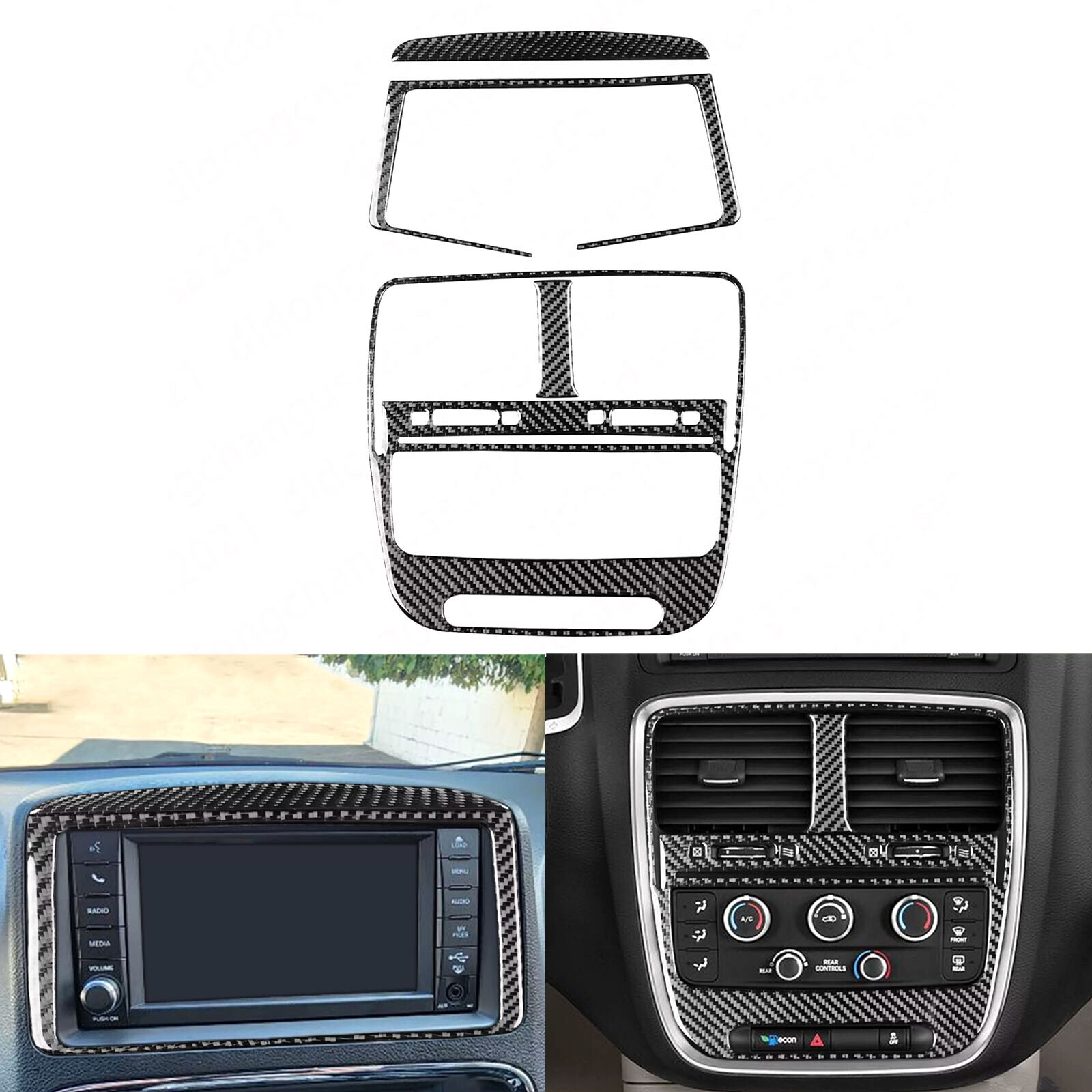 4Pcs Carbon Fiber Console Panel Cover For Grand Caravan C/V Town & Country 2011+