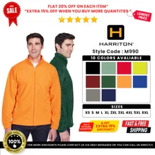 Harriton M990 Men's Soft Polyester Full Zip Warm Comfortable Durable Jacket