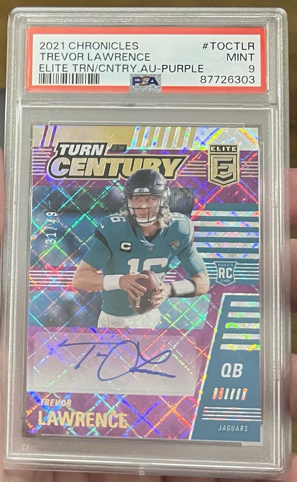 Trevor Lawrence Panini Chronicles Elite Turn of the Century Autographs #TOCTLR Purple