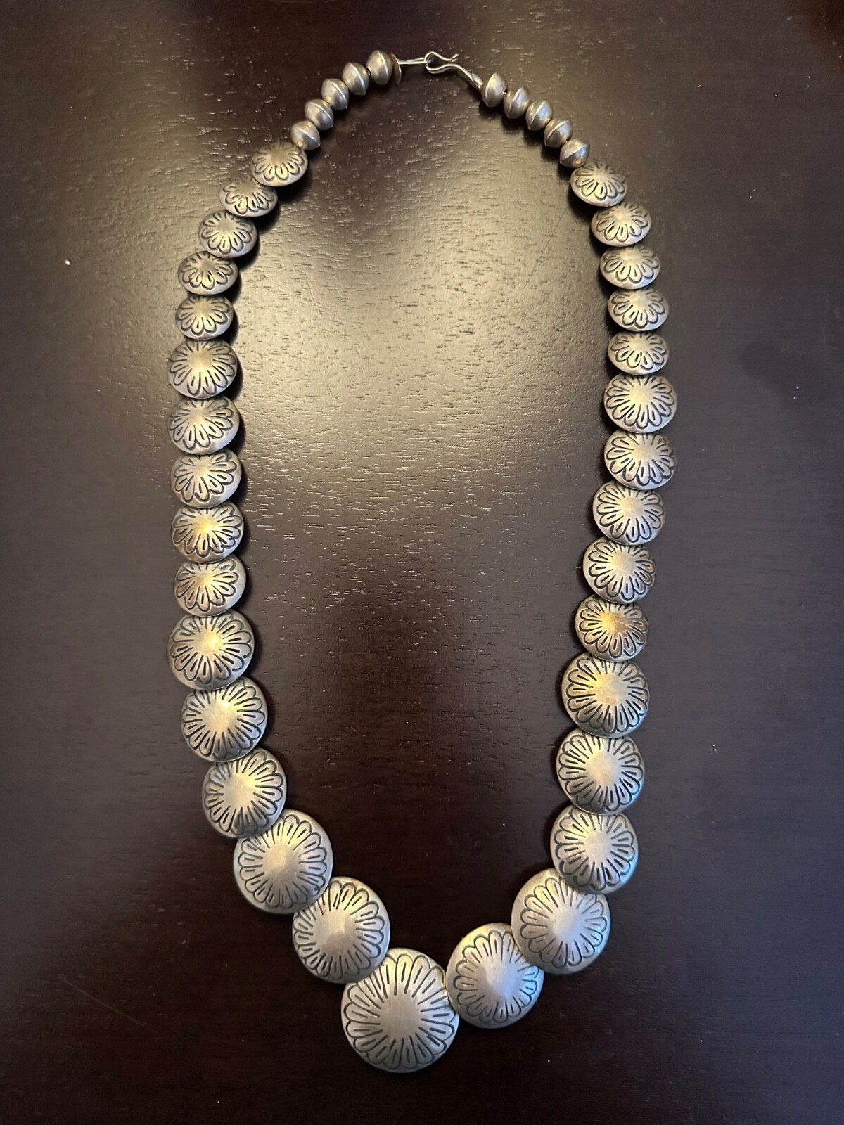 Sterling Silver Native American Button Necklace &… - image 2