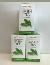 3 Packs Trader Joe's Decaffeinated Green Tea 20 Tea Bags 1.34 oz Each Pack