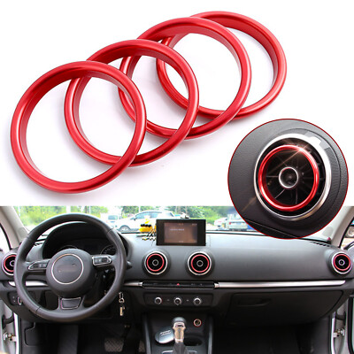 Red Air Conditioner Vent/Opening Decoration Cover Trims For 15-20 Audi A3 S3 RS3