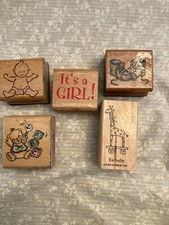 5 wooden rubber stamps card making. Baby related. 203 stampin up for baby . Us