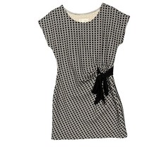Anthro Saturday Sunday Dress Womens Medium Black White Geometric Print Tie Waist