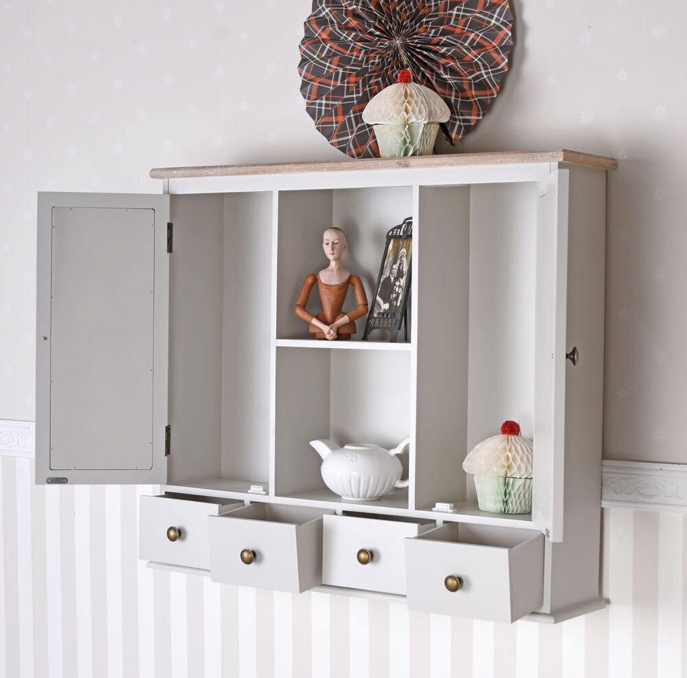 Armoire murale de portes vitrées, meuble de cuisine, étagère et porte- serviettes, mdf, naturel