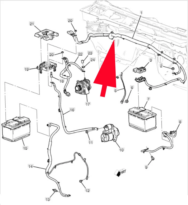 2017-2019  Silverado 2500HD 6.6L GMC Sierra 2500HD 6.6L Secondary Battery Cable - Image 3 of 4