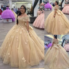 Princess Glitter BUtterfly Quinceanera Dresses Sweet 15 16 Prom Party Ball Gowns