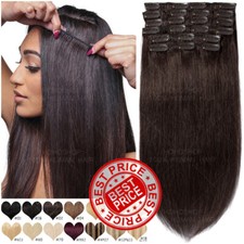 10-24inch 100 Clip In Real Remy Human Hair Extensions Full Head 8PCS Highlight