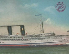 SS Yale Steamship Los Angeles Steamship Co SS Harvard sketch back postcard F835