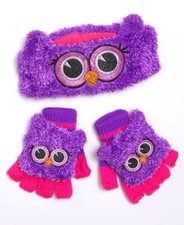 Girls' Owl Critter Headwrap  Flip-Top Glove Set