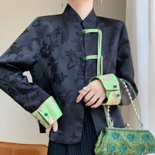 Spring Women's Shirts Printed Retro Tang Top Stand Neck Suit Chinese Style Coat