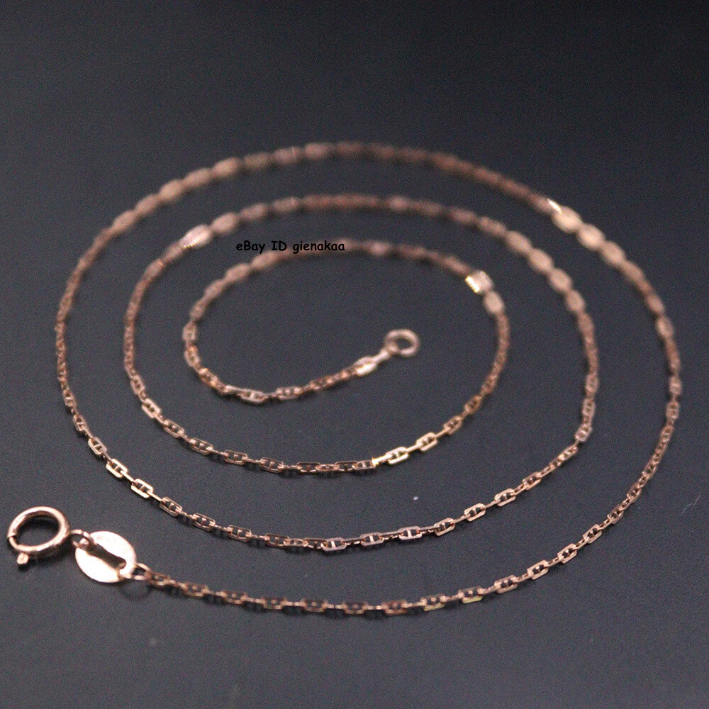 Pure 18K Rose Gold Chain Women 1.5mm Anchor Link Necklace 1.7-1.9g 