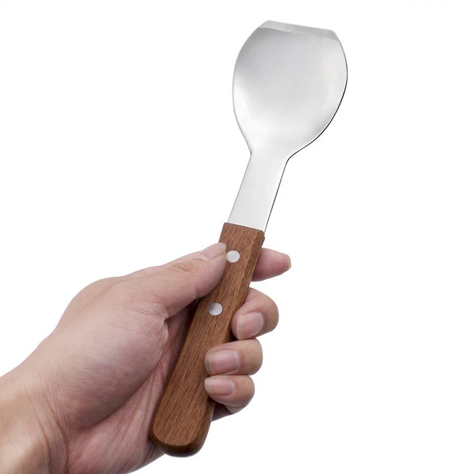 Cuchara de helado de acero inoxidable con mango de madera 1 pieza Foto 2 de 4